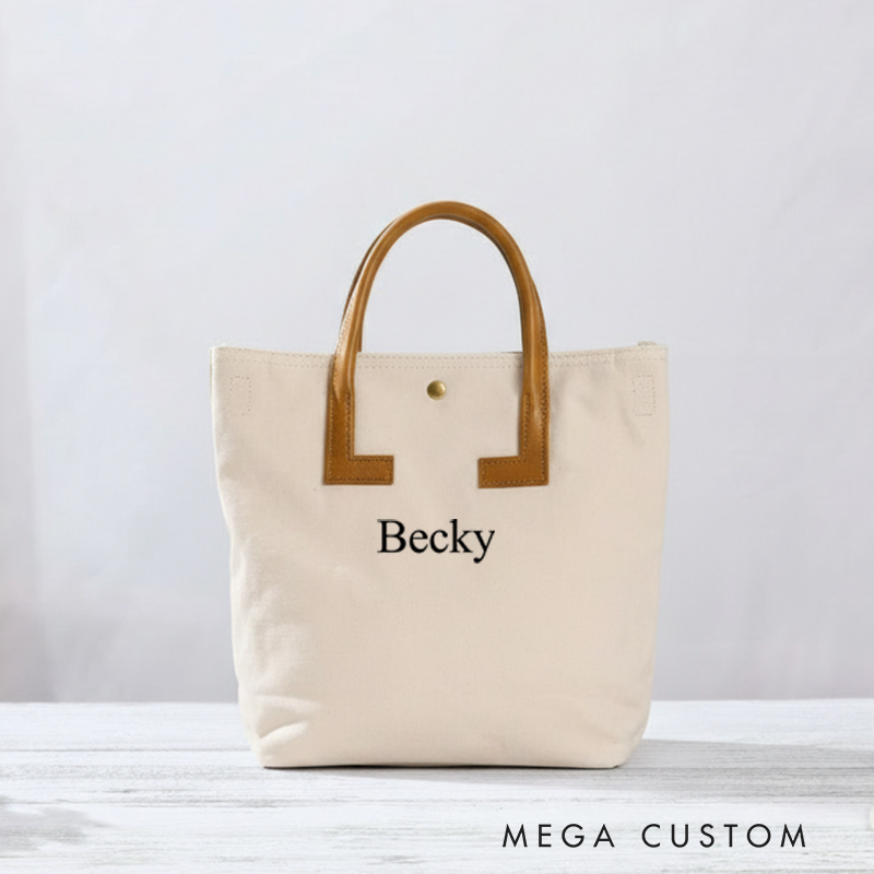 Personalized Canvas Tote Bag with Name Custom Name Bag Canvas Tote Bag Gift for Her Gift for Mother Wife