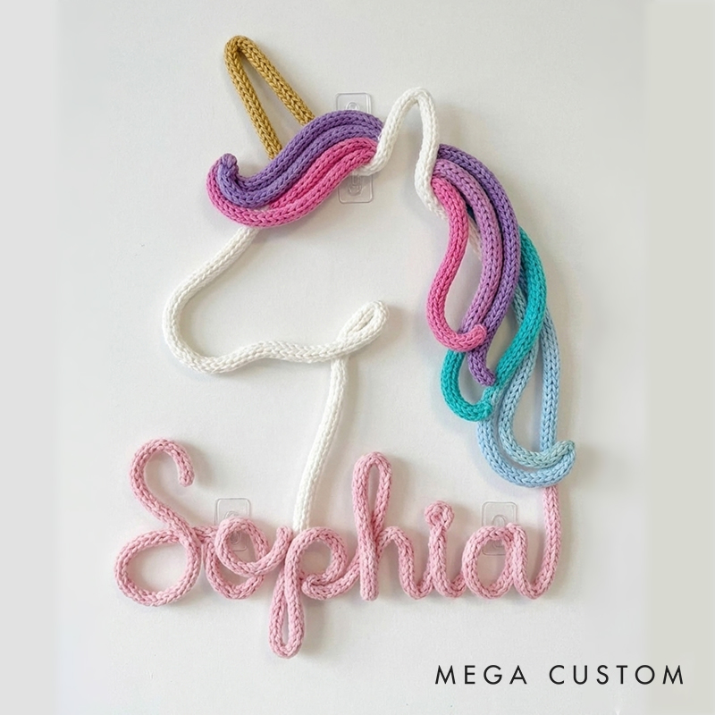 Personalized Handcrafted Unicorn Yarn Name Sign Custom Nursery Wall Decor for Babies & Kids Perfect Keepsake Gift