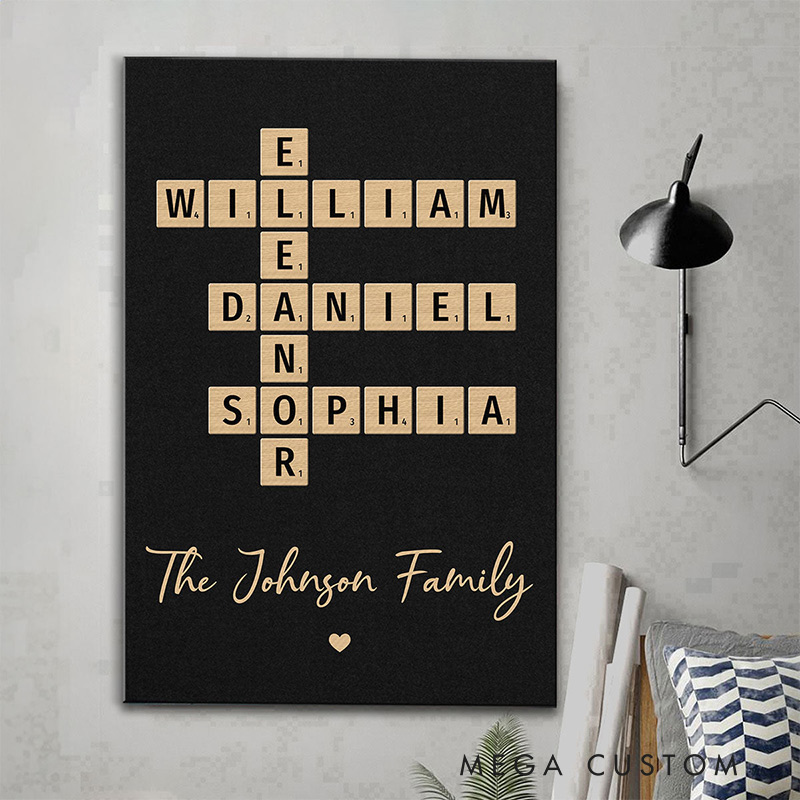 Personalized Family Crossword Art Poster Created In A Moment Treasured Forever Family Gift