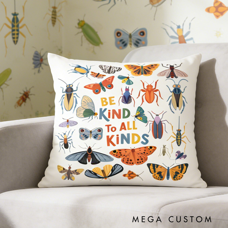 Personalized Retro Bugs Kid Pillow Vintage Entomologist Pillow Cute Insect Natural Kids Pillow Gift for Kid