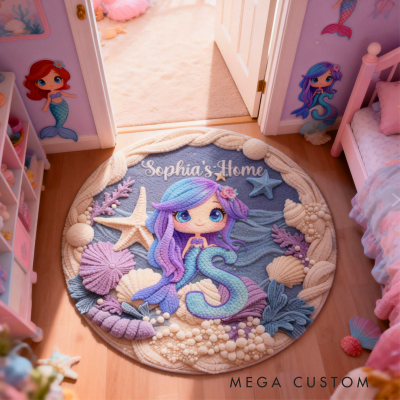 Personalized Cartoon Mermaid Customizable with Your Name Cute Gift for Children