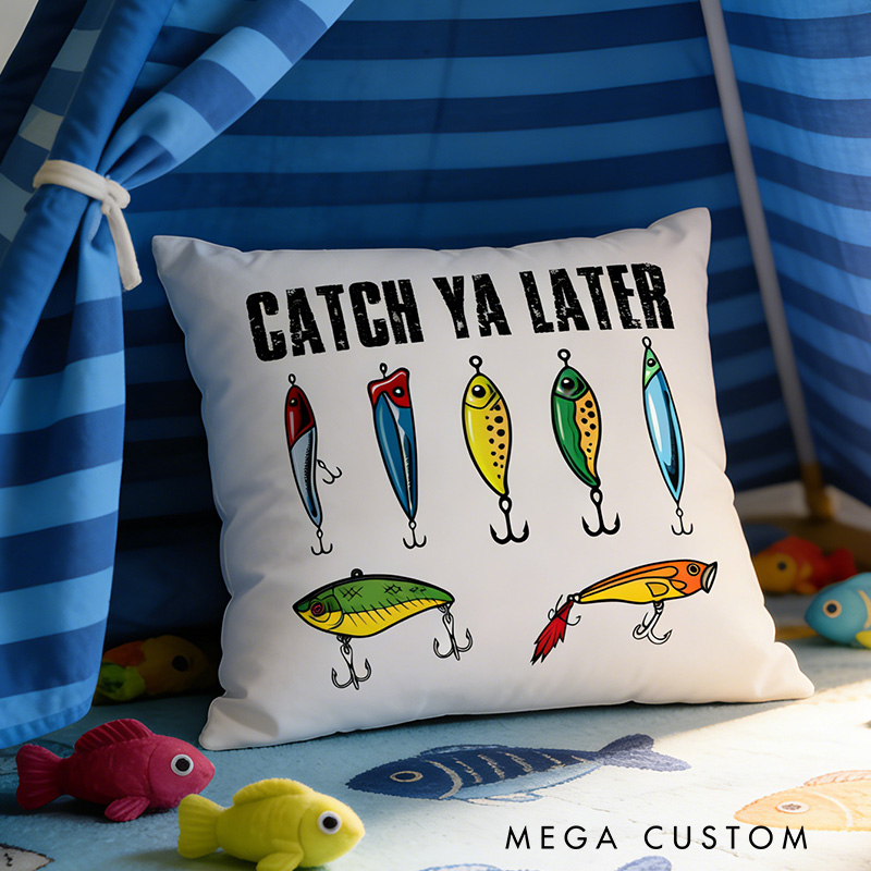 Personalized Fishing Lure Kid Pillow Fish Lover Pillow Boys Girls Family Fishing Gift for Kid