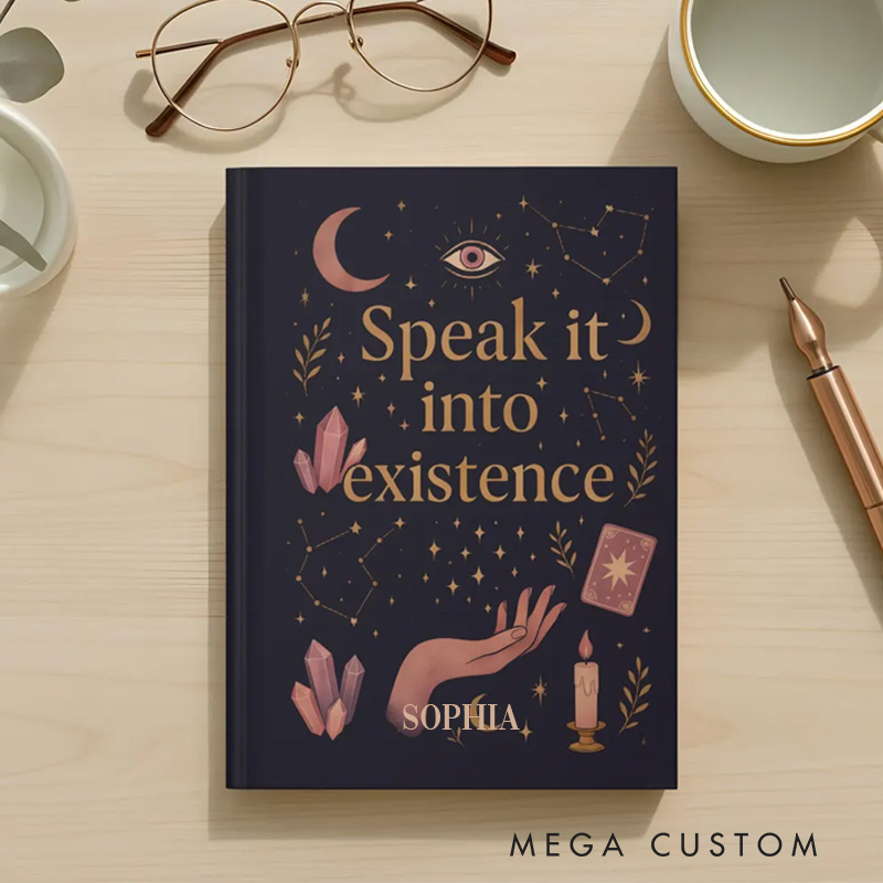 Personalized Speak It Into Existence Hardcover Journal Dark Academia Witchy Notebook Magic Lover Gift Manifestation