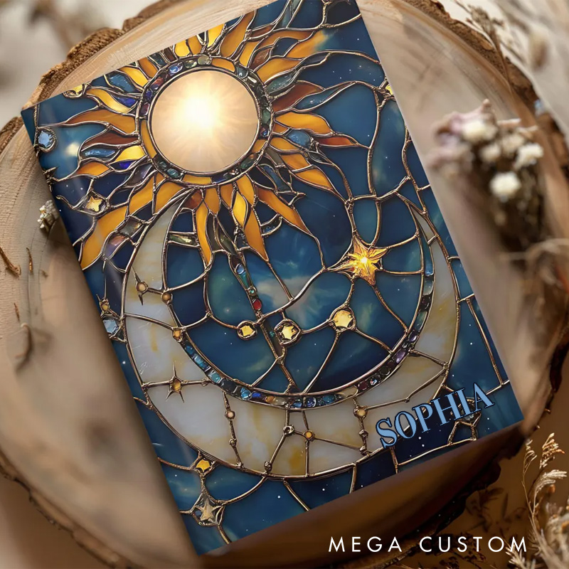 Personalized Graphic 3D Print Celestial Boho Lunar Space Hardcover Journal Witchy Notebook Magic Lover Gift Manifestation Spell Book