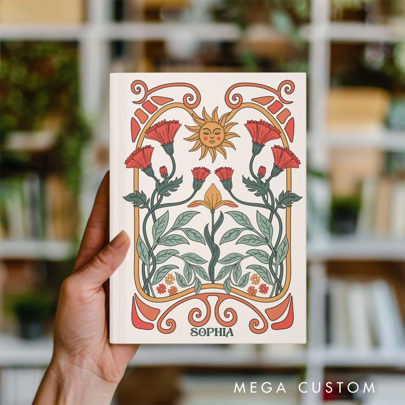 Personalized Celestial Boho Sun and Moon Hardcover Journal Witchy Notebook Magic Lover Gift Manifestation Spell Book