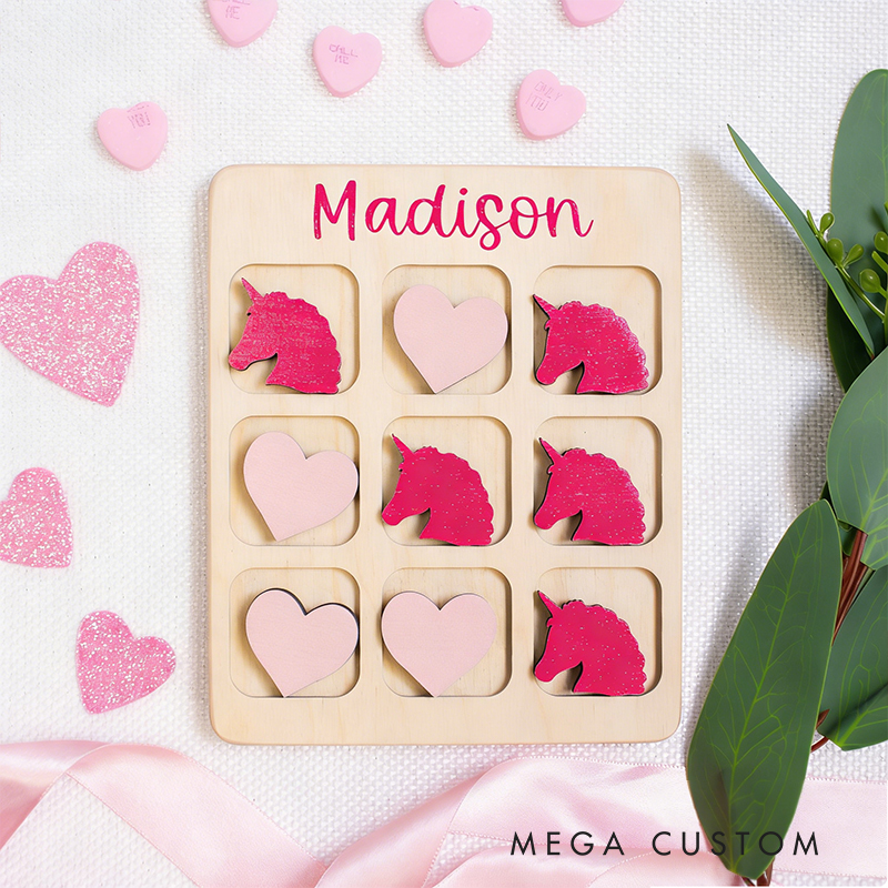 Personalized Tic Tac Toe Valentine Valentines Day Gift for Kids Valentines for Class Wooden Kids Game Fun and Educational Keepsake