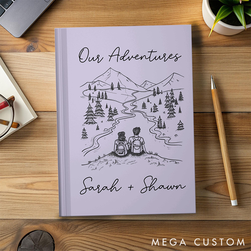 Our Adventures Journal Personalized A5 Travel Notebook for Couples Adventure Log Book Hiking Memory Journal Anniversary Valentines Gift for Him or Her