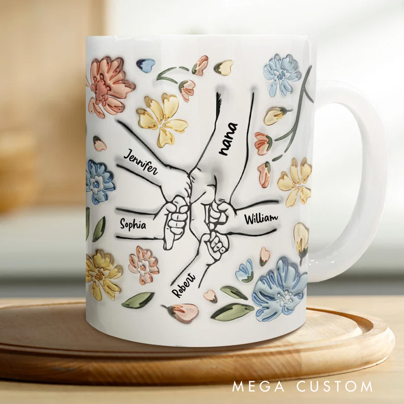Personalized Hand In Hand I Will Always Protect You Gift For Mom Grandma Custom Grandma Mug Grandmother Birthday Mothers Day Gift
