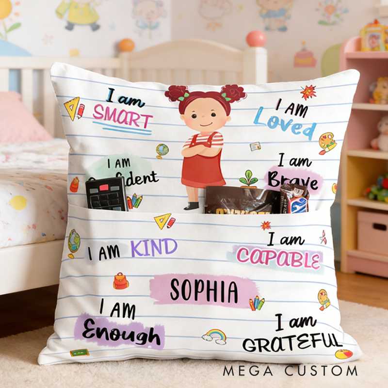 Personalized I Am Confident Pocket Pillow with Name Birthday Gifts for Kids  