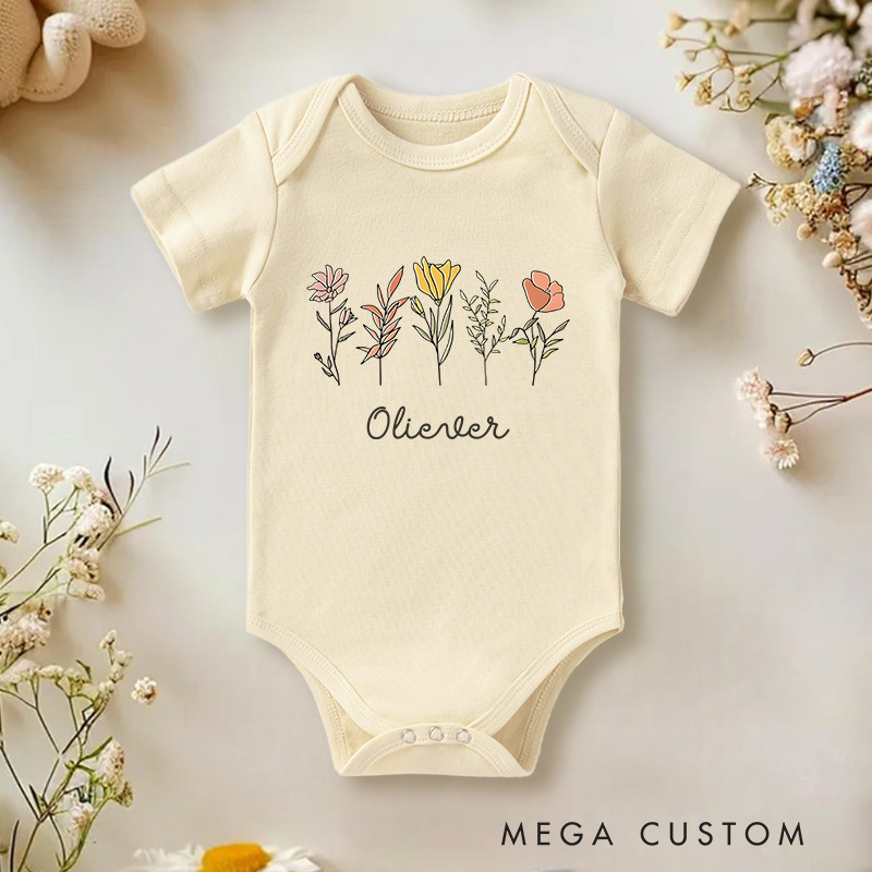 Personalized Little Wildflower Baby Onesie Baby Shower Gift for Girl