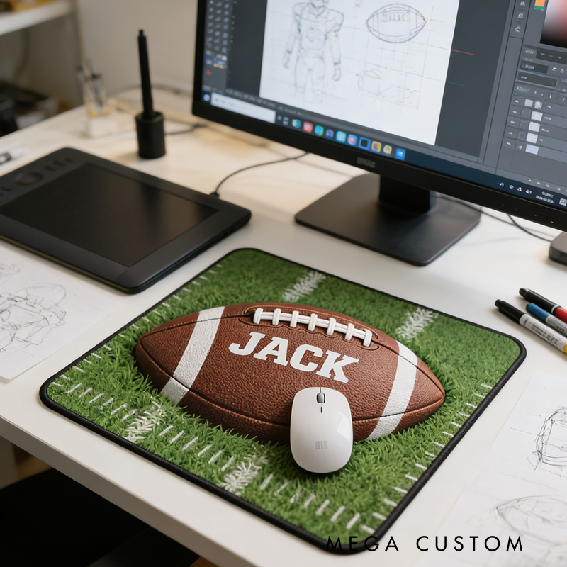 Personalized American Football Mouse Pad with Custom Name for Sports Enthusiasts