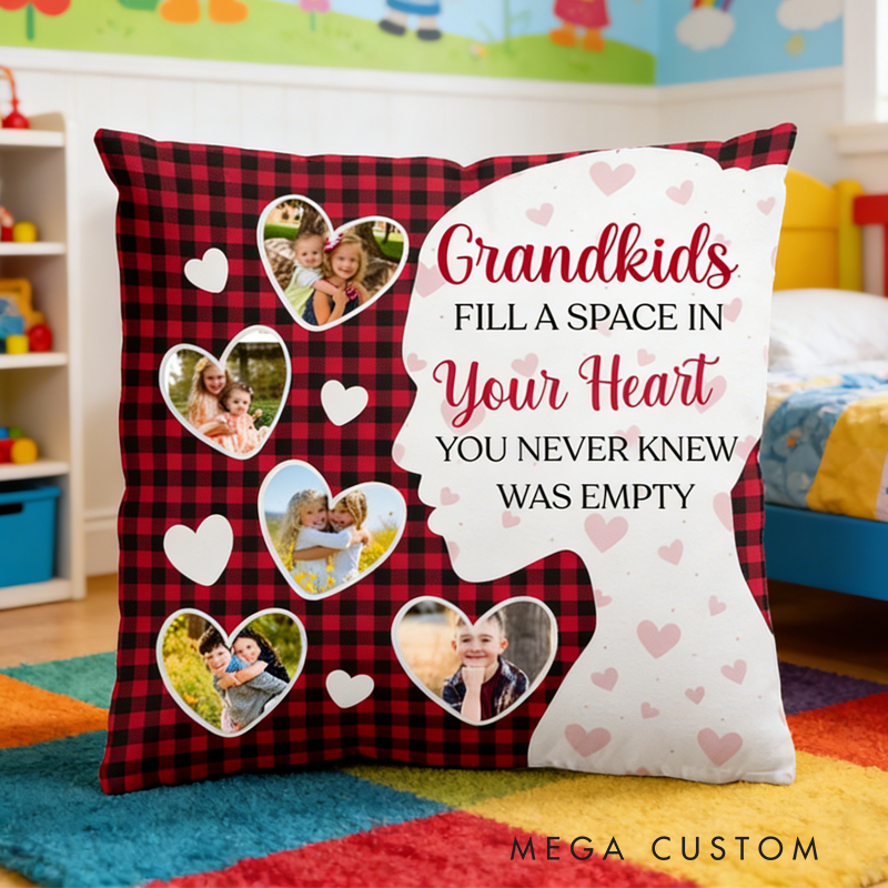 Personalized Grandkids Fill Space In Your Heart Photo Pillow Birthday Gifts for Kids