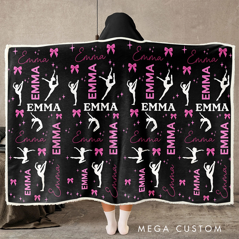 Personalized Dancing Girl Gymnastics Girl Wearable Blanket Hoodie with Name Dance Lover Gift for Friends Birthday Gift