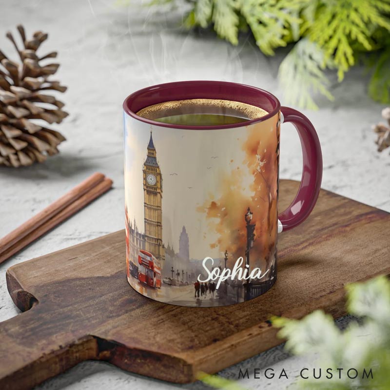 Personalized watercolor series Big Ben London Clock Tower mug for Traveling Lovers