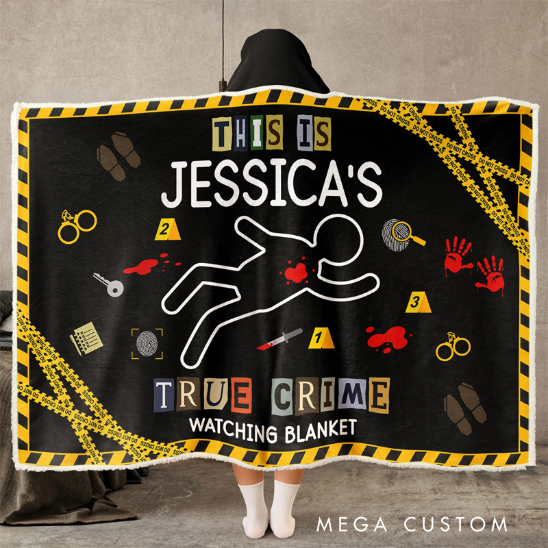 Personalized My Crime Watching Wearable Blanket Hoodie with Name Movie Lover Gift for Friends Birthday Gift