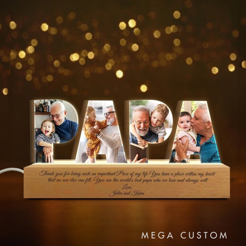 Personalized Grandpa Photo Collage Light Papa Night Light Family Photo Gift Gift For Grandpa Gift For Papa Gift From Grandkids