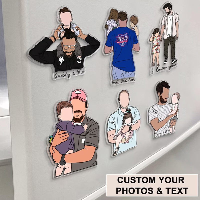 Personalized Gift For Dad Custom Dad Photo Magnet Faceless Portrait Fridge Magnet Husband New Dad Gift