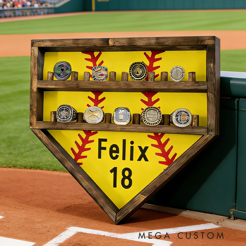 Personalized Softball Home Plate Championship Ring Display for Softball Stars