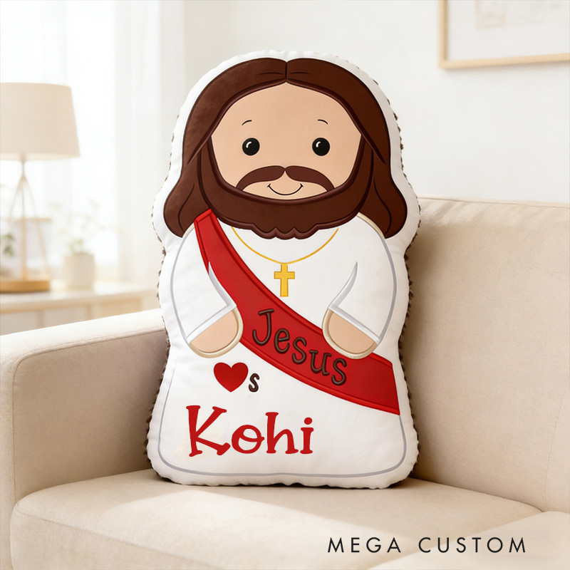 Personalized Jesus Loves Me Pillow with Custom Name Religious Gift Prayer Corner Faith Gift Graphic 3D Print Christian Jesus Pillow for Kids or Adults