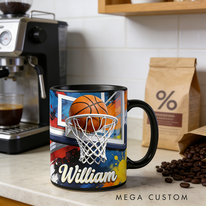 Personalized Basketball Slam Dunk Coffee Mug for Basketball Enthusiasts
