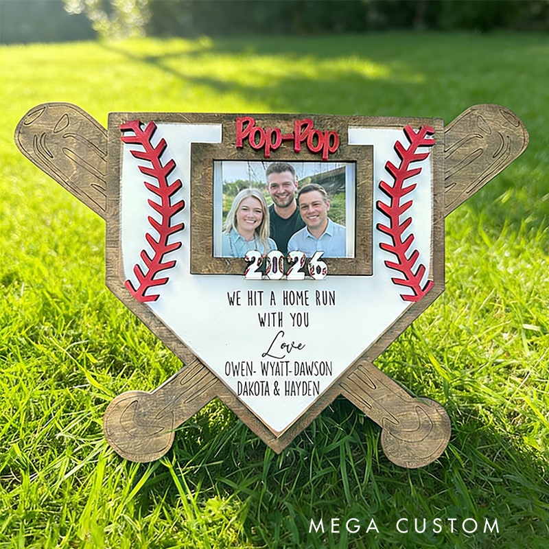 Personalized Baseball Home Plate Photo Frame with Custom Message for Family Memories