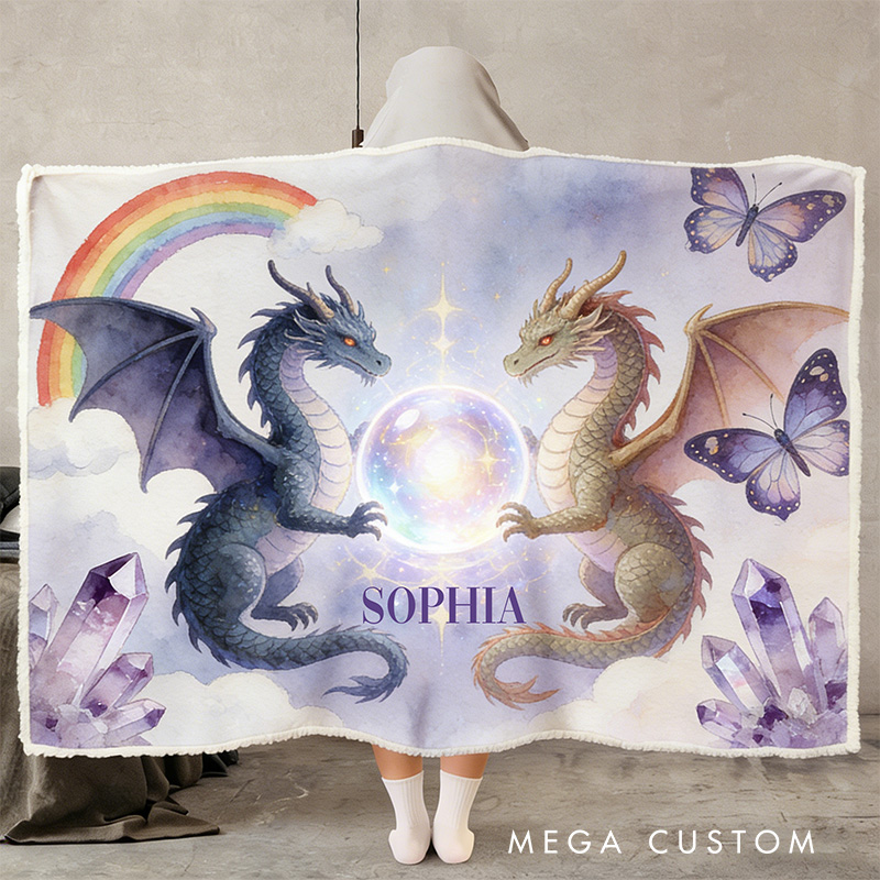 Personalized Dragons With the Future Wearable Blanket Hoodie with Name Magic Lover Gift for Friends Birthday Gift
