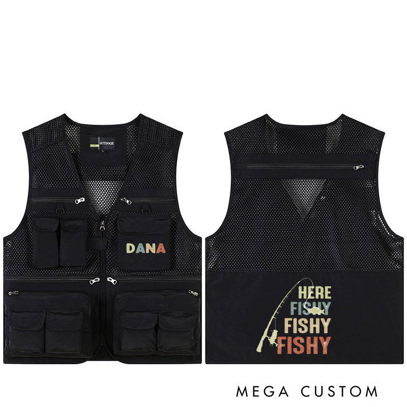 Personalized Fishing Vest with Fun Slogan Custom Hunting Fishing Lover Gift for Husband Him