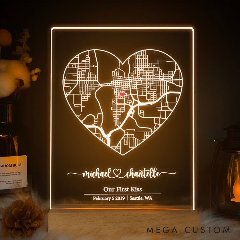 Personalized Where We Met Map Light Anniversary gift Valentine's Day Gift for Traveling Lovers