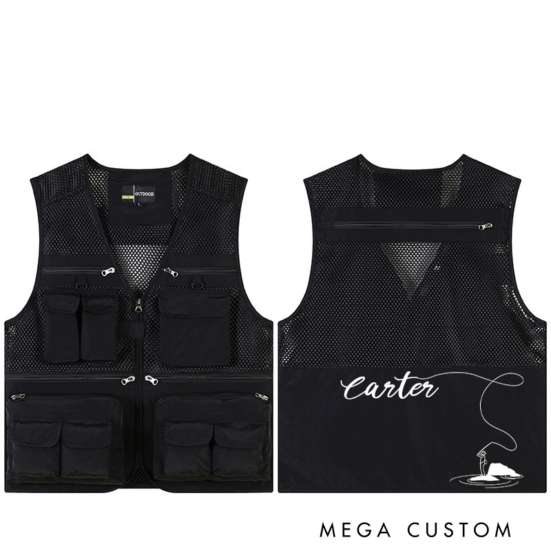 Personalized Fishing Vest with Custom Name Outdoor Fishing Vest Fly Fishing Gifts for Men Husband