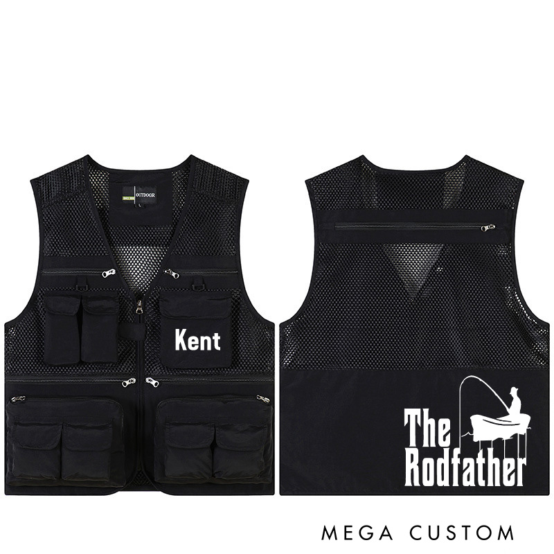 Personalized the Rodfather Fishing Vest Custom Funny Fisherman Vest Fishing Outdoor Gift for Men Husband