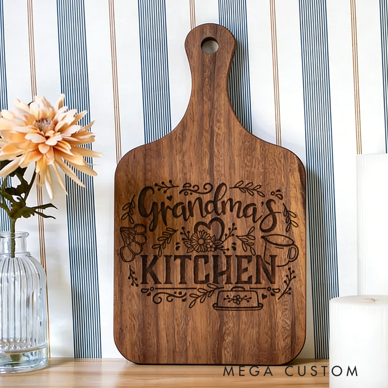 Personalized Engraved Kitchen Cutting Board Custom Bamboo Paddle Board for Grandma Gifts Home Decor Cooking Anniversary Birthday or Special Occasions