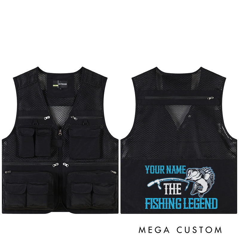 Personalized Customizable 'The Fishing Legend' Vest Funny Outdoor Fishing Vest Fishing Gift for Men Husband