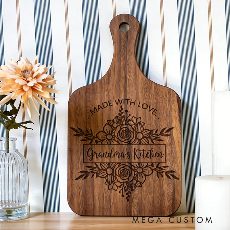 Personalized Grandma's Kitchen Cutting Board Custom Engraved Cutting Board for Grandma Gifts Home Decor Cooking Anniversary Birthday