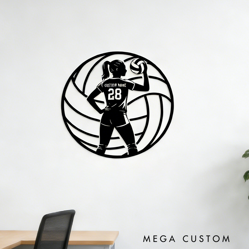 Personalized Volleyball Wall Art with Custom Name and Number Design