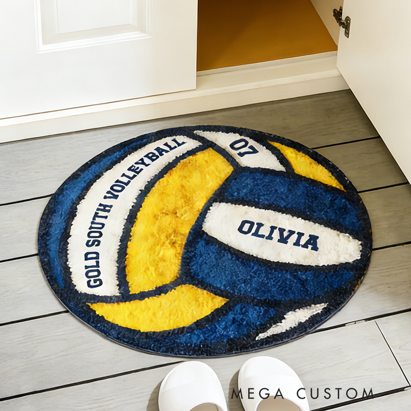 Personalized Volleyball Themed Rug with Custom Name and Team Details for Volleyball Enthusiasts
