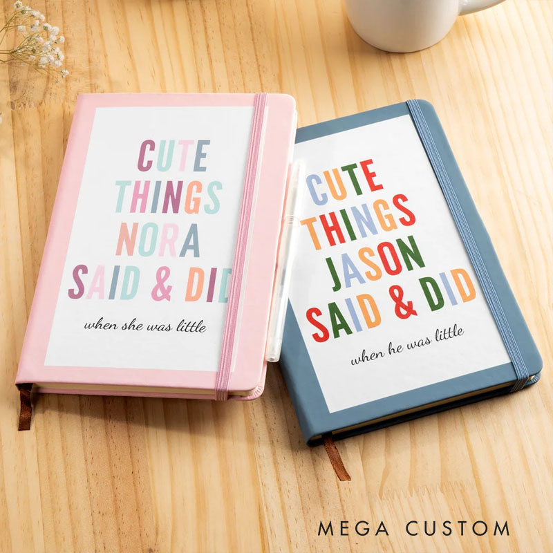 Personalized Cute Things My Kids Said & Did Memory Journal Notebook with Name Childhood Record Book Baby Shower Gift for New Parents