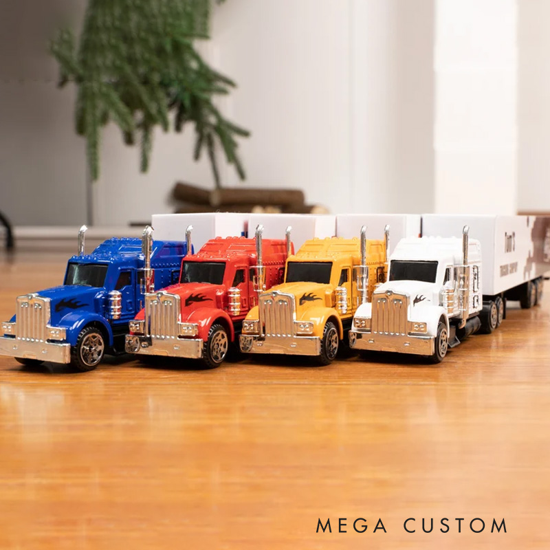 Personalized Toy Lorry Trailer Aluminium Alloy Model with Child's Name Birthday Christmas Children's Day Gift for Kids