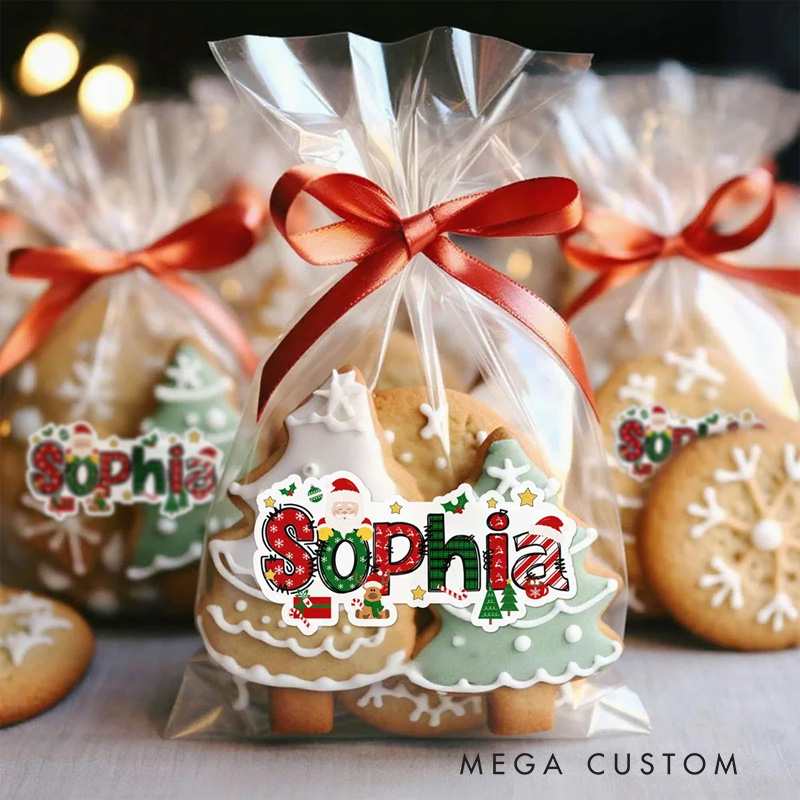 Personalized Santa Claus Elk Design Waterproof Stickers Labels with Name for Gift Decor Christmas Party Favors for Family Friends