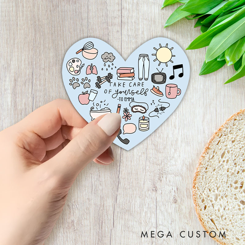 Personalized Self-Care Heart Stickers Promoting Wellness Relaxation and Balance for Everyday Life