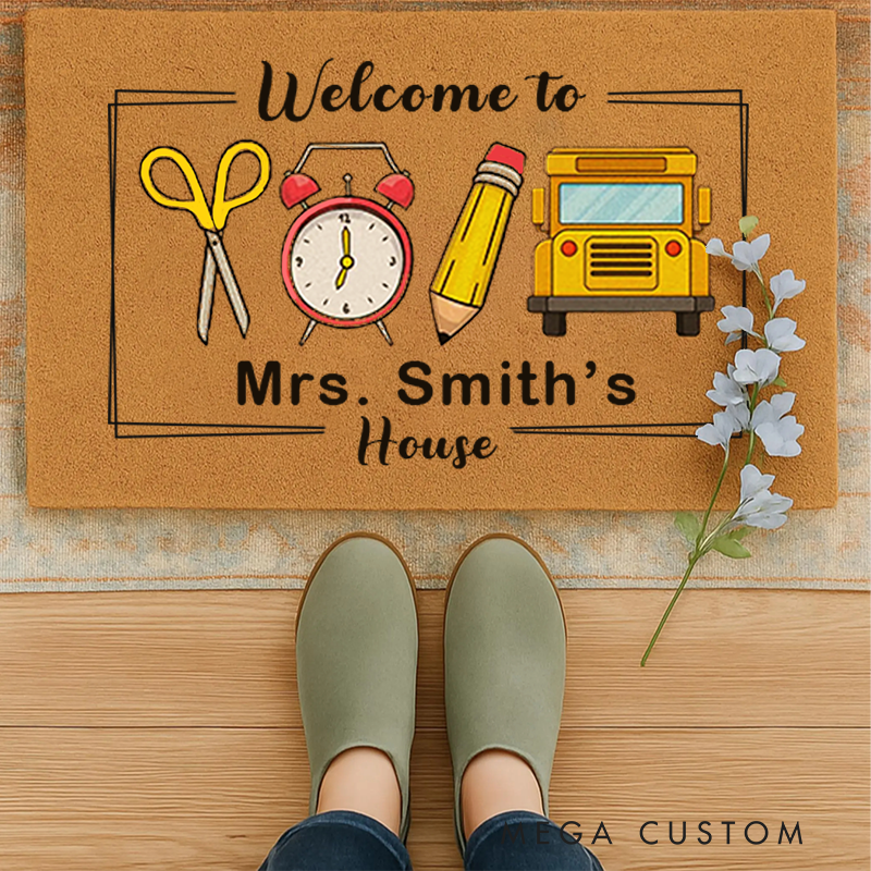 Personalized Door Mat for Teacher Welcome Mat Teacher Housewarming Gift