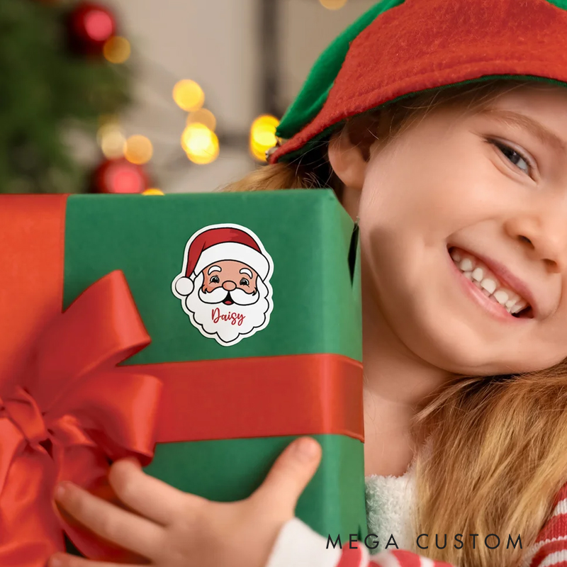 Personalized Cute Santa Claus Labels Stickers with Name Gift Decor Christmas Party Favor for Family Friends