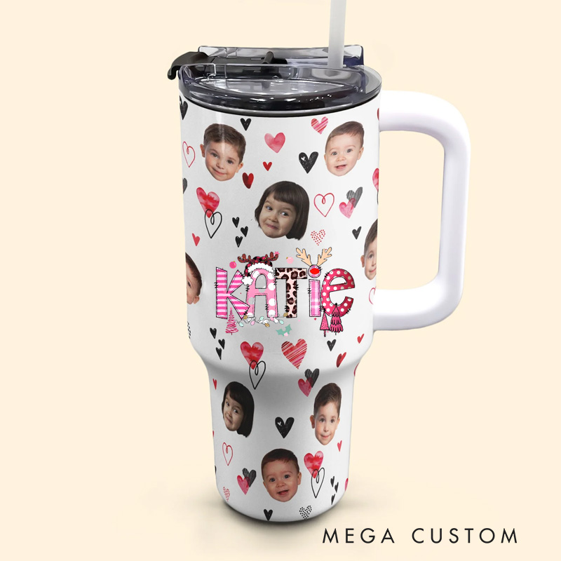 Personalized Photo Collage Tumbler with Custom Name and Heart Accents for a Unique and Cherished Gift Experience 40oz Tumbler
