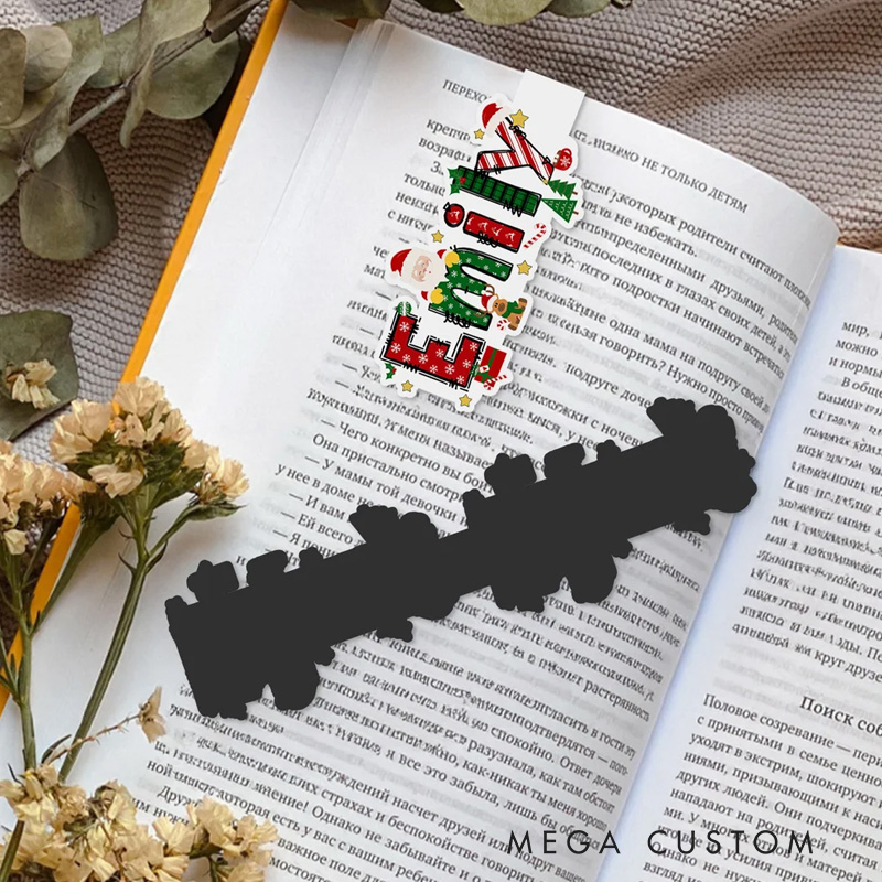Personalized Santa Claus Elk Design Magnetic Bookmark Clip with Name Christmas Gift for Book Lover Friend
