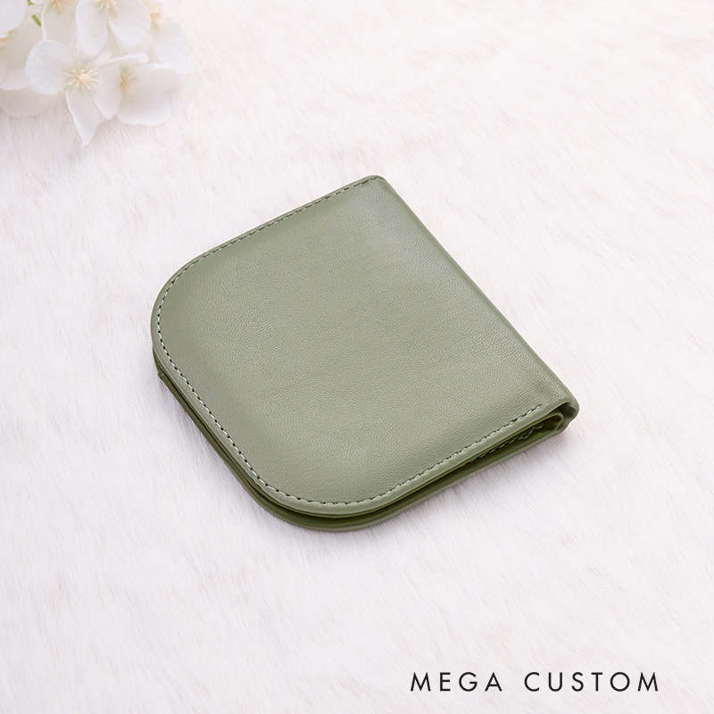 Personalized Minimalist Sage Wallet with Elegant Floral Line Art and Initials for Sophisticated Everyday Use Wallet