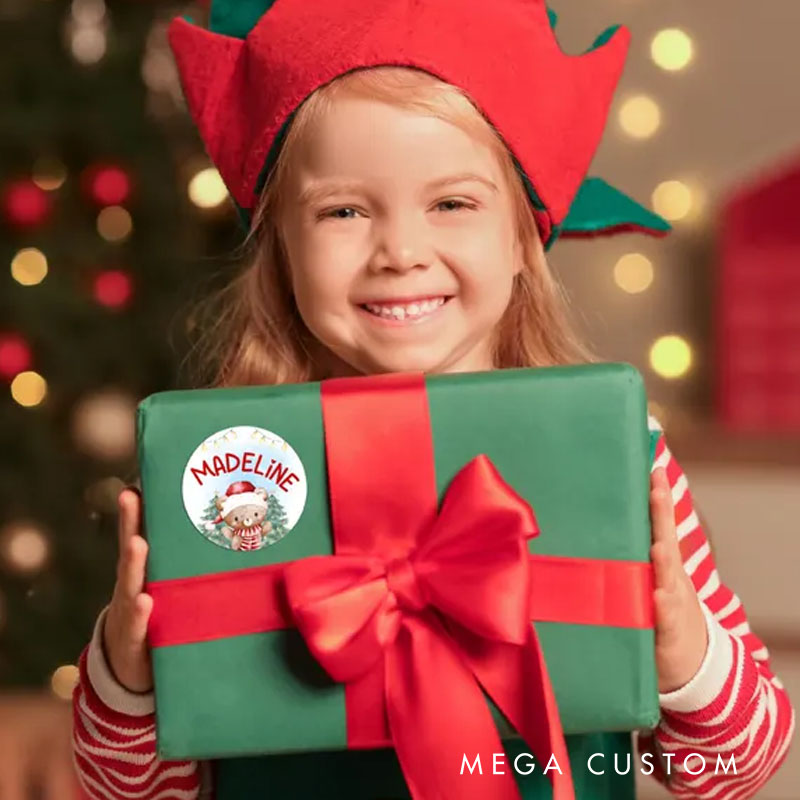 Personalized Festive Christmas Sticker with Custom Name for Joyful and Unique Gift Wrapping Christmas Sticker
