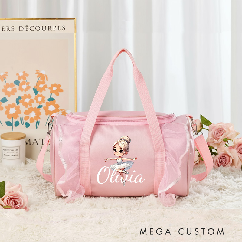 Personalized Cartoon Swan Lake Dance Bag for Girls Name Duffle Bag Pink Ballet Dance Bag Gymnastic Cheer Girls Christmas Gifts Back To School Gifts