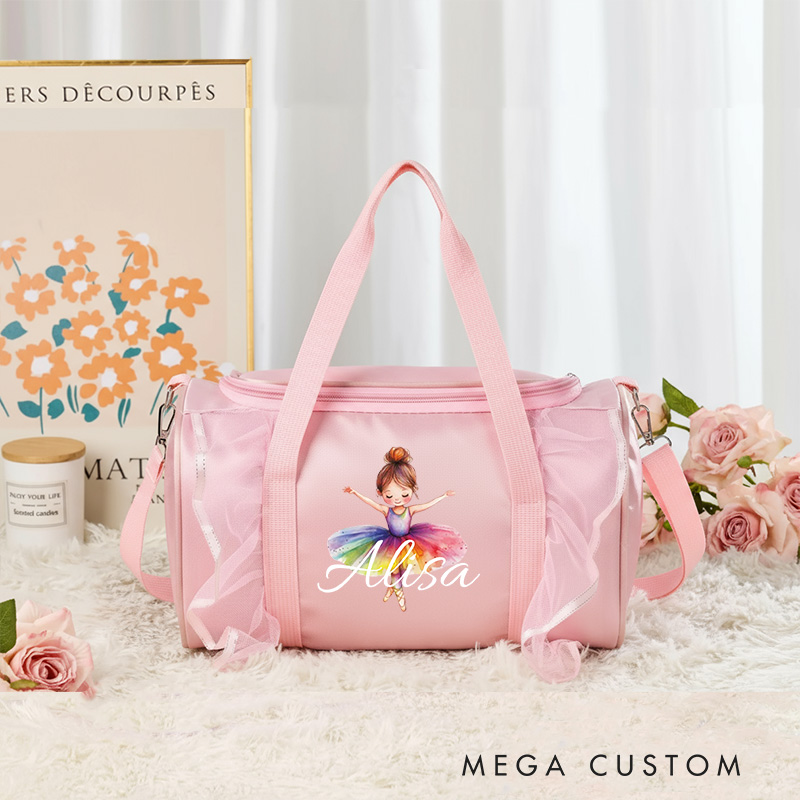 Personalized Ballerina Girl Dance Bag for Girls Name Duffle Bag Pink Ballet Dance Bag Gymnastic Cheer Girls Christmas Gifts Back To School Gifts