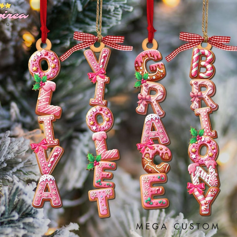 Personalized Name Christmas Ornament with Candy Cane Design and Festive Accents for Unique Holiday Decor Christmas Ornament