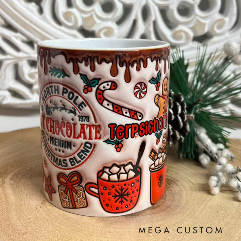 Personalized North Pole Hot Chocolate Mug with Festive Gingerbread and Holiday Accents for Cozy Winter Sips Mug