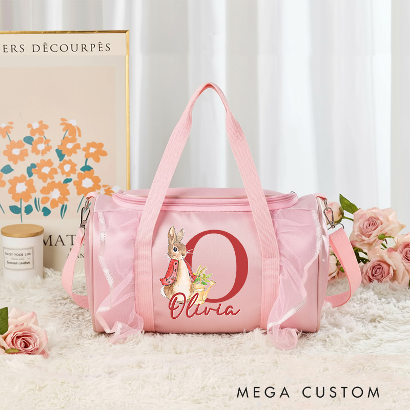 Personalized Cartoon Bunny Dance Bag for Girls Cute Backpack Pink Ballet Dance Bag Gymnastic Cheer Girls Christmas Gifts Back To School Gifts